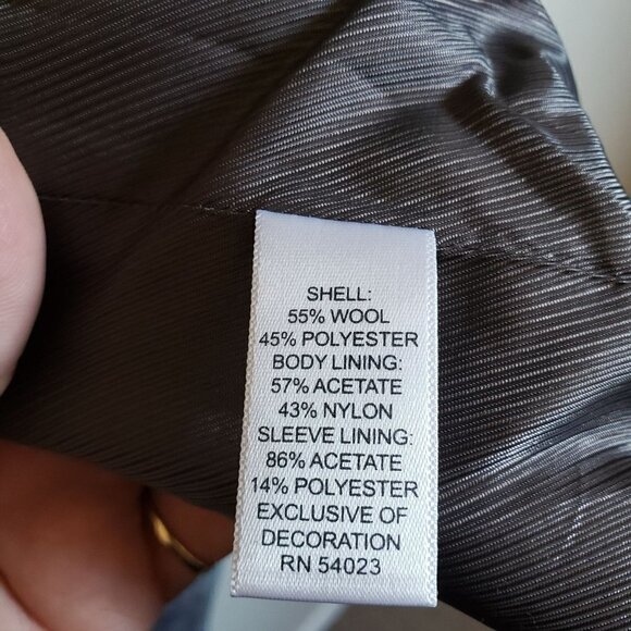 Banana Republic Tweed Wool Blend Blazer Jacket Ruffled Trim Grey Size Women's 4 - Picture 9 of 10